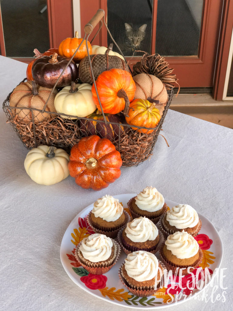 Pumpkin Spice Cupcakes with Cinnamon Cream Cheese Frosting | Awesome with Sprinkles