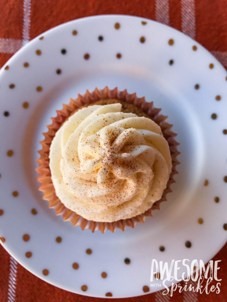 Pumpkin Spice Cupcakes with Cinnamon Cream Cheese Frosting | Awesome with Sprinkles