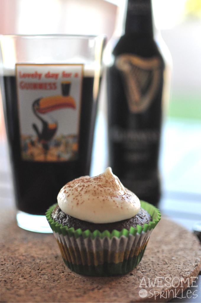 Guinness Stout Chocolate Cupcakes with Cream Cheese Frosting | Awesome with Sprinkles