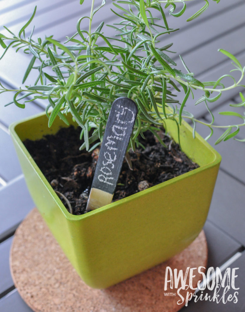 Easy and inexpensive chalkboard painted garden labels for your herb box | Awesome with Sprinkles