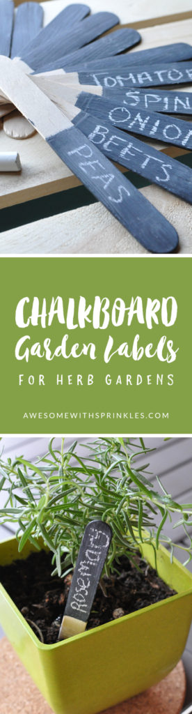 Easy and inexpensive chalkboard painted garden labels for your herb box | Awesome with Sprinkles