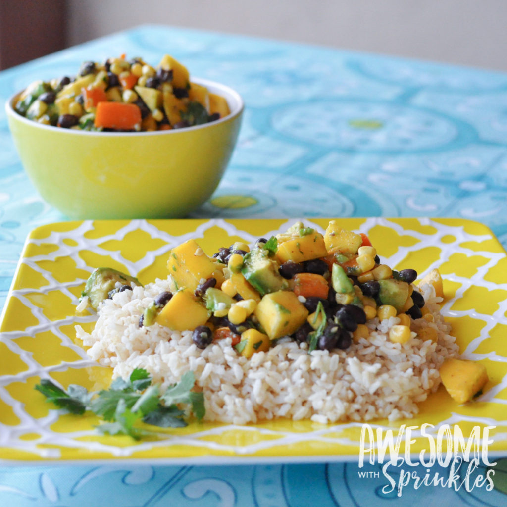 Mango Avocado Black Bean Salad with Cilantro Lime Dressing | Awesome with Sprinkles