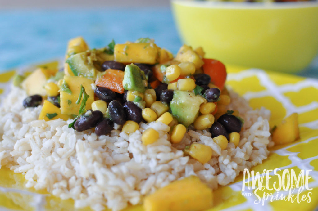 Mango Avocado Black Bean Salad with Cilantro Lime Dressing | Awesome with Sprinkles