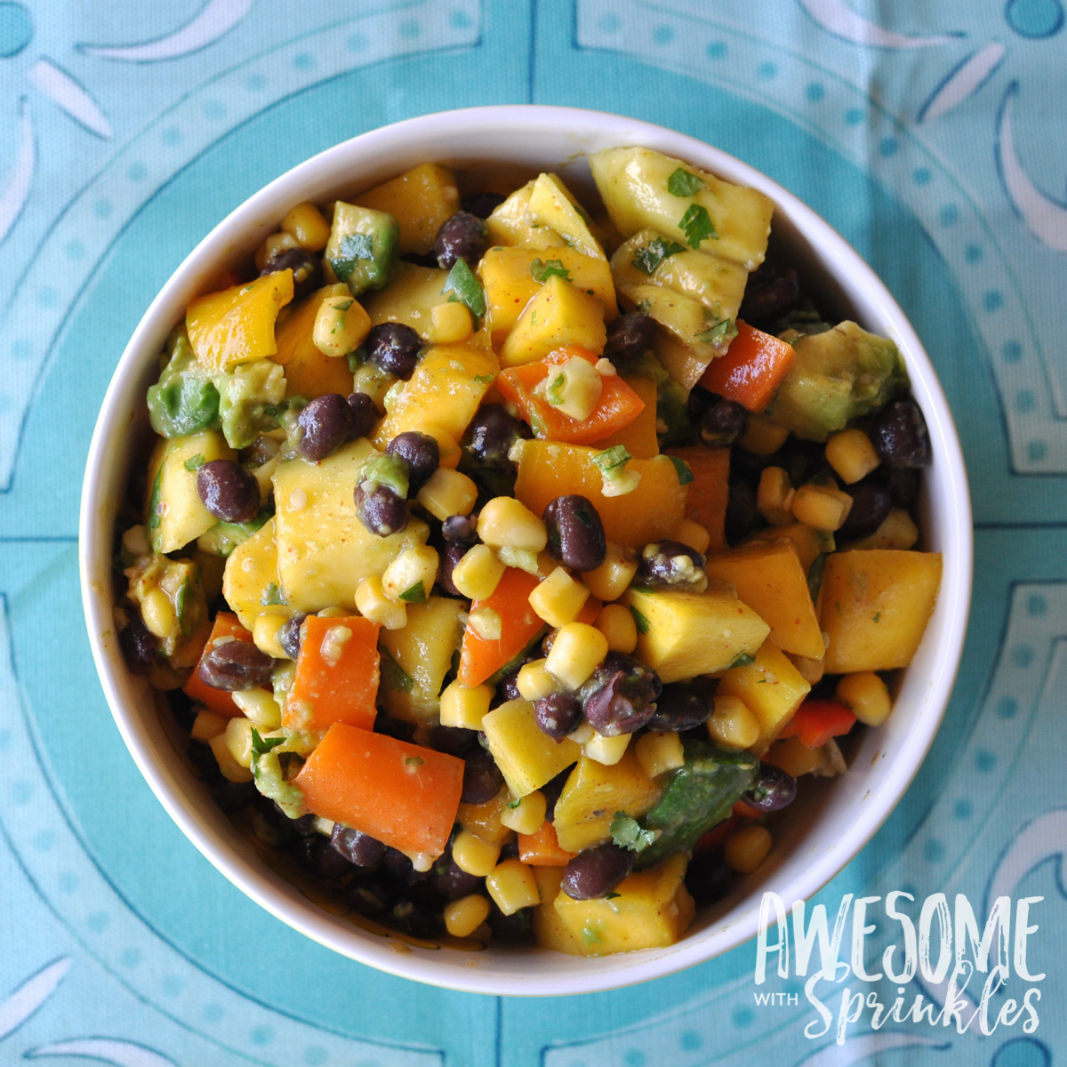 Mango Avocado Black Bean Salad with Cilantro Lime Dressing | Awesome with Sprinkles