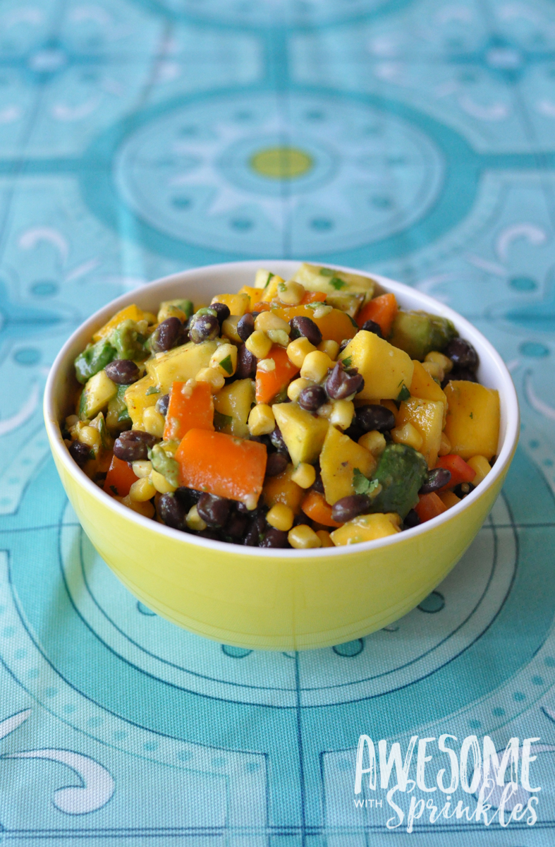 Mango Avocado Black Bean Salad with Cilantro Lime Dressing | Awesome with Sprinkles