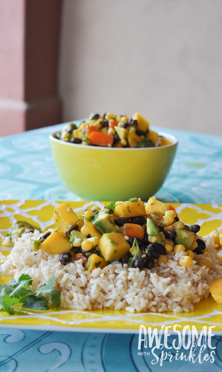 Mango Avocado Black Bean Salad with Cilantro Lime Dressing | Awesome with Sprinkles