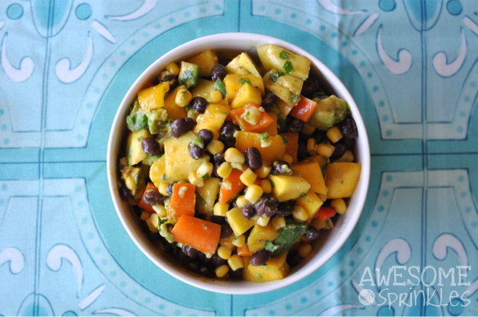 Mango, Black bean and Avocado Salad with Cilantro Lime Dressing | Awesome with Sprinkles
