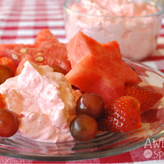 Cool Strawberry Pink Fluff Salad + Fruit Dip