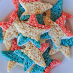 Red, White + Blue Star Crispies are easy and fun to make! Perfect for your next patriotic picnic! | Awesome with Sprinkles