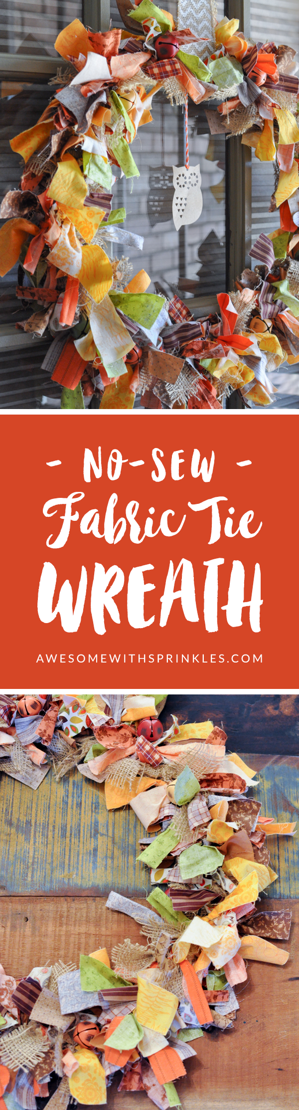 Easy No-Sew Fabric Tie Wreath | Awesome with Sprinkles