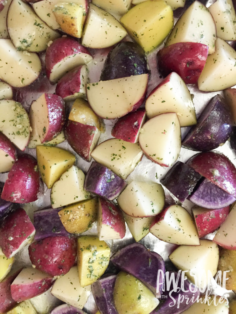 Rosemary Roasted Rainbow Potatoes | Awesome with Sprinkles