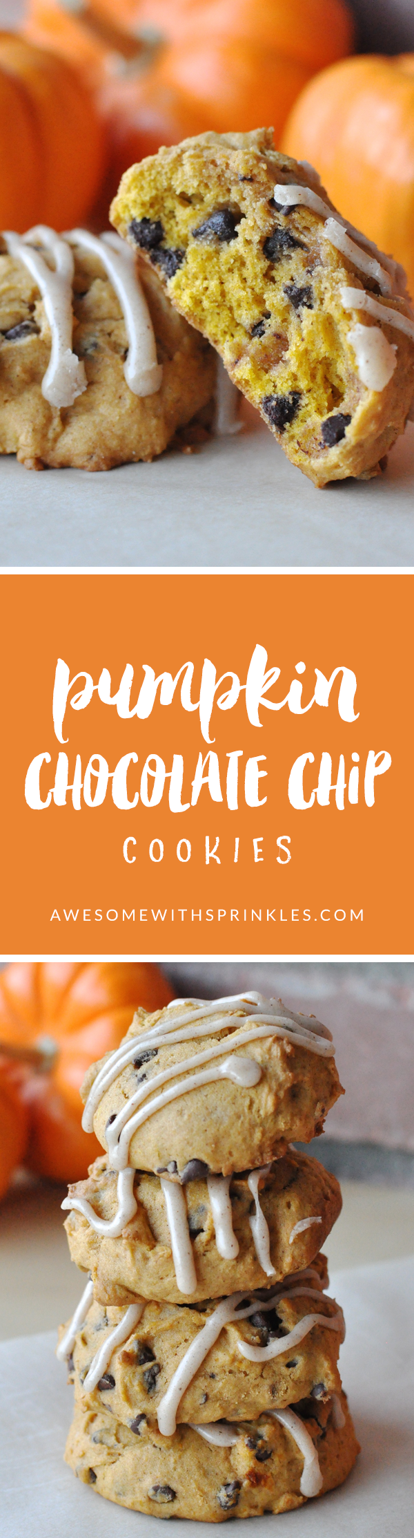 Pumpkin Chocolate Chip Cookies | Awesome with Sprinkles