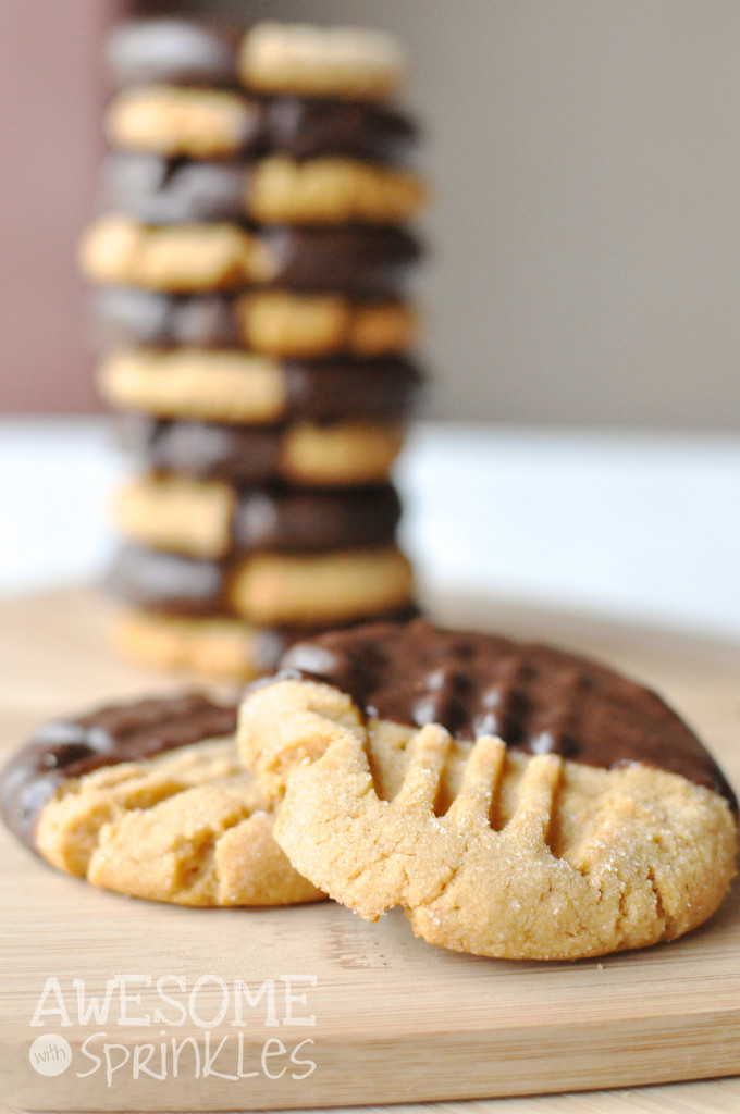 Chocolate Chili Dipped Sriracha Peanut Butter Cookies | Awesome with Sprinkles