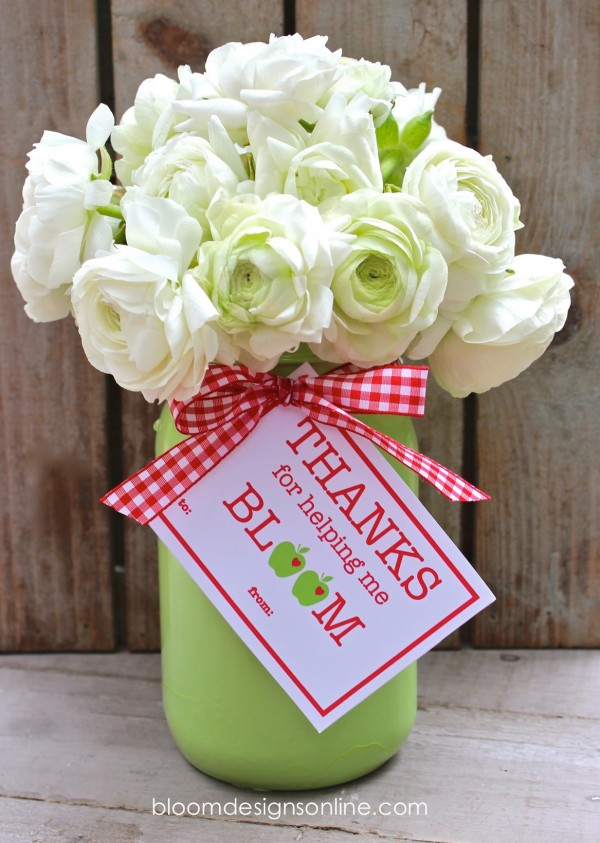 Teacher Gifts - Flowers with tag