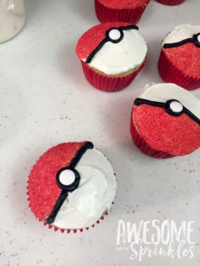 Poké Ball Cupcakes by Awesome with Sprinkles