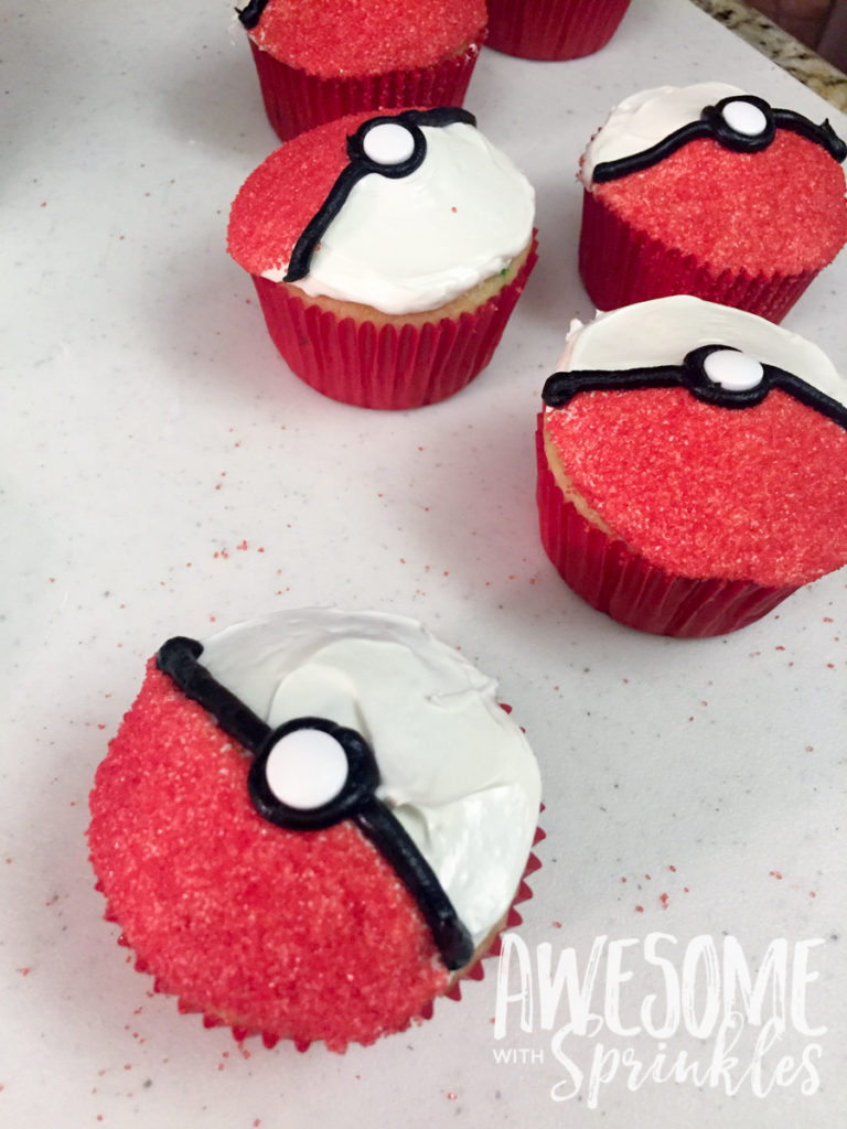 Poké Ball Cupcakes by Awesome with Sprinkles