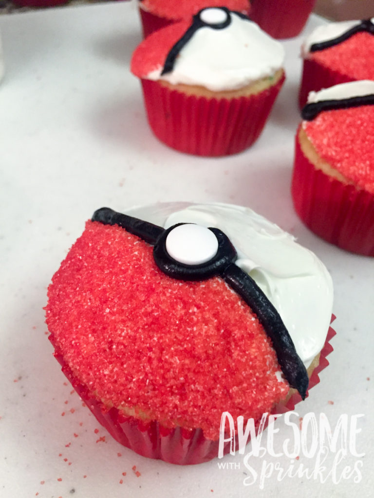 Poké Ball Cupcakes by Awesome with Sprinkles
