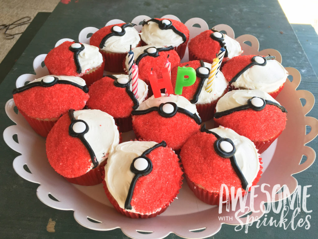 Poké Ball Cupcakes by Awesome with Sprinkles