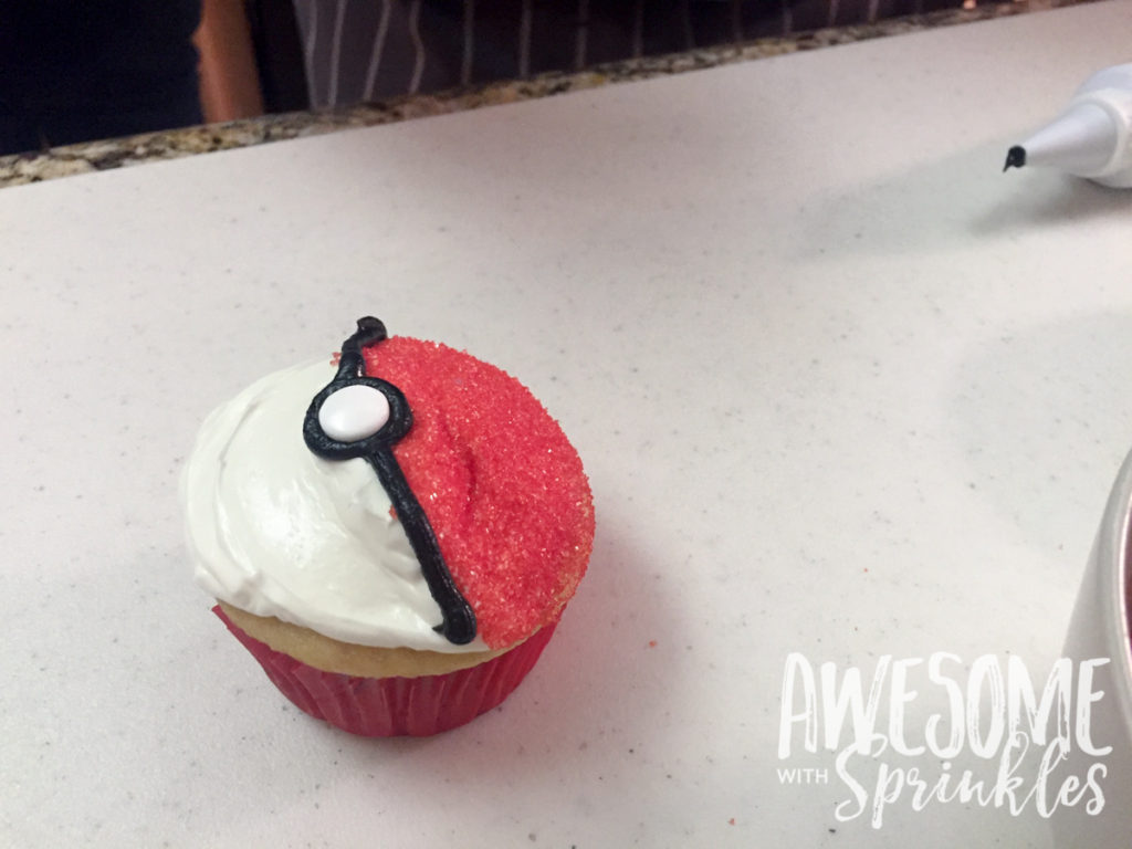 Poké Ball Cupcakes by Awesome with Sprinkles | Step 6: add a button