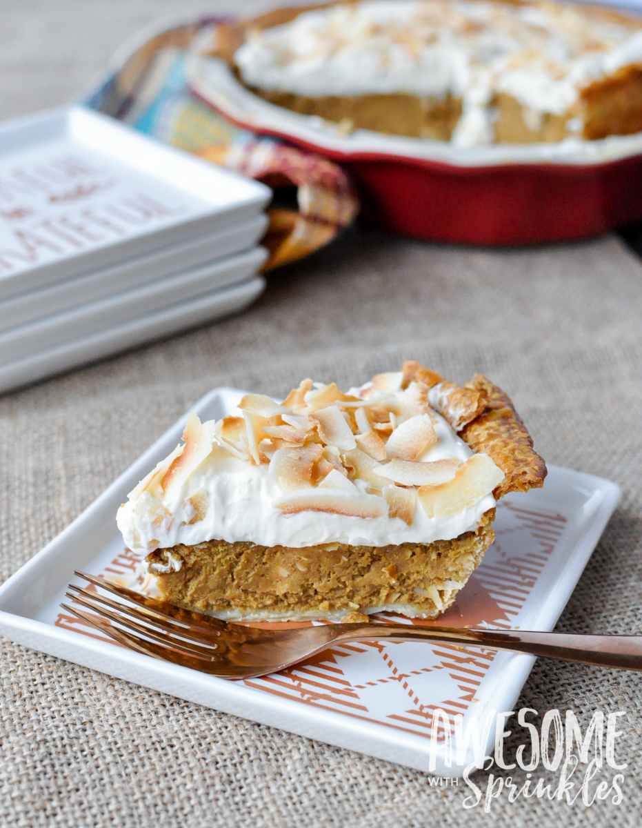 Toasted Coconut Pumpkin Pie | Awesome with Sprinkles