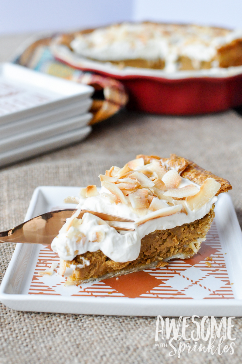 Toasted Coconut Pumpkin Pie | Awesome with Sprinkles