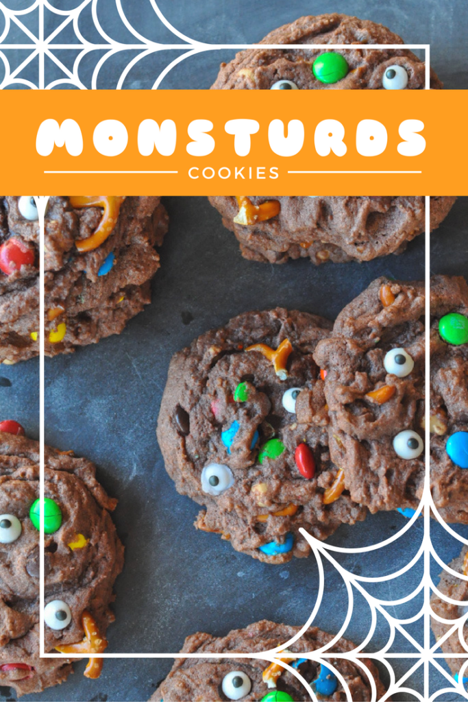 Monsturd Cookies | Chocolate, Peanut Butter, Pretzel Monster Mashup Cookies by Awesome with Sprinkles