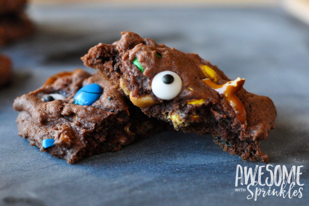 Chocolate, PB and Pretzel Monster Mashup Cookies by Awesome with Sprinkles