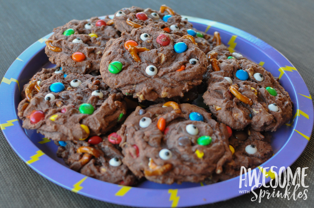 Chocolate, PB and Pretzel Monster Mashup Cookies by Awesome with Sprinkles