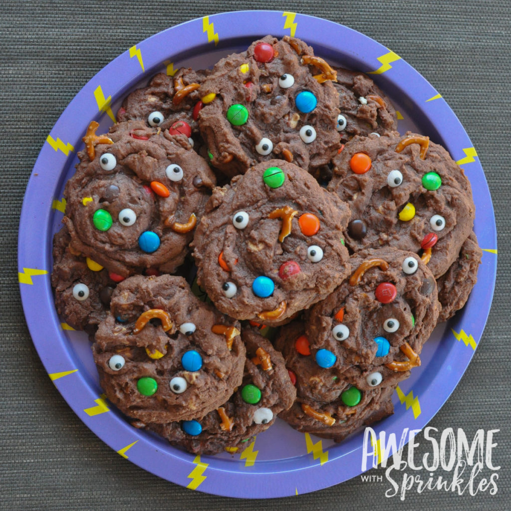 Chocolate, PB and Pretzel Monster Mashup Cookies by Awesome with Sprinkles