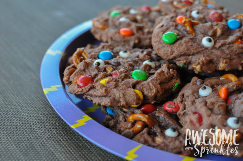 Chocolate, PB and Pretzel Monster Mashup Cookies by Awesome with Sprinkles