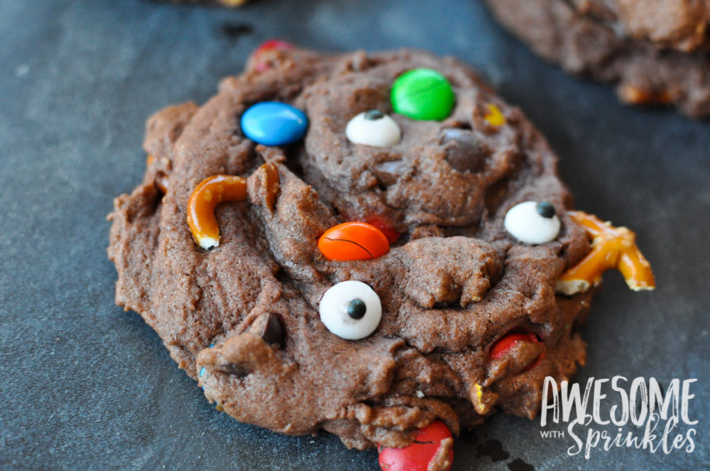 Chocolate, PB and Pretzel Monster Mashup Cookies by Awesome with Sprinkles