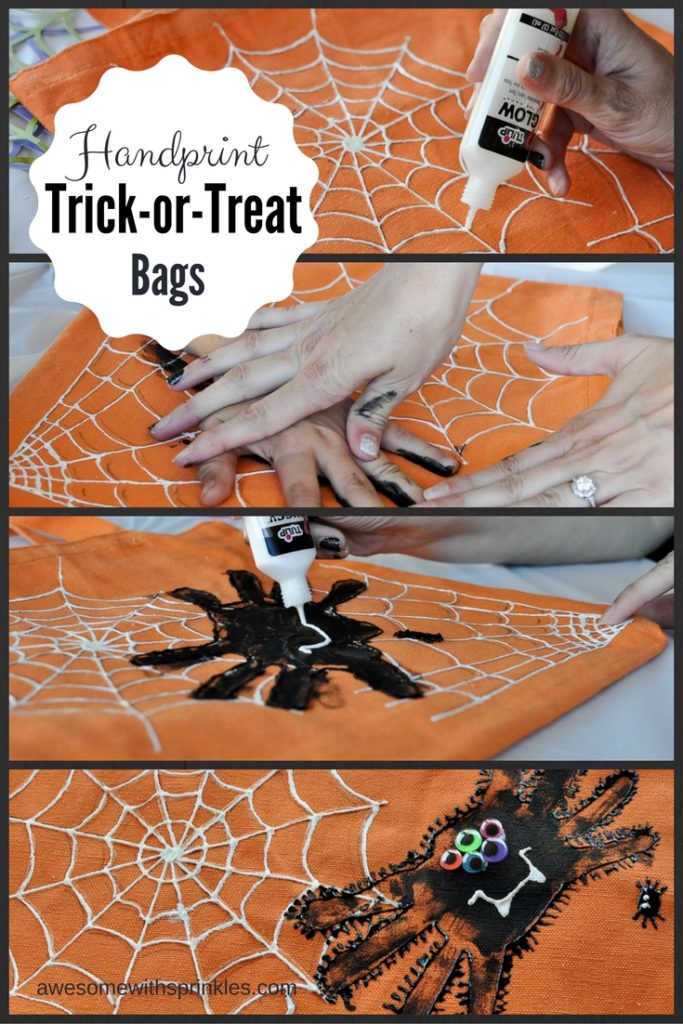 Kids Craft: Handprint Spider Trick-or-Treat Bags by Awesome with Sprinkles