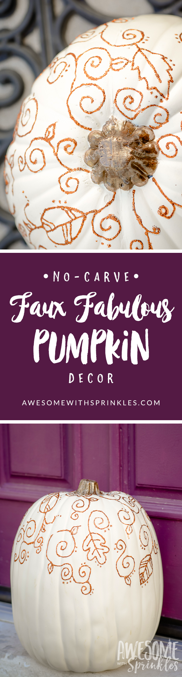 Faux Fabulous No-Carve Pumpkin Decor | Awesome with Sprinkles