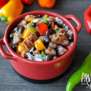 Hot Pepper Hash with Chicken Sausage & Coconut Rice