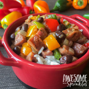 Hot Pepper Chicken Sausage Hash with Coconut Rice | Awesome with Sprinkles
