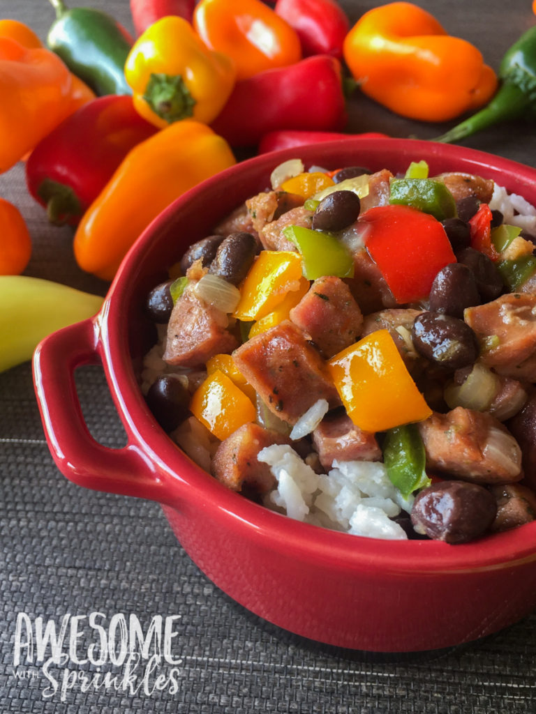 Hot Pepper Hash with Chicken Sausage & Coconut Rice | Awesome with Sprinkles