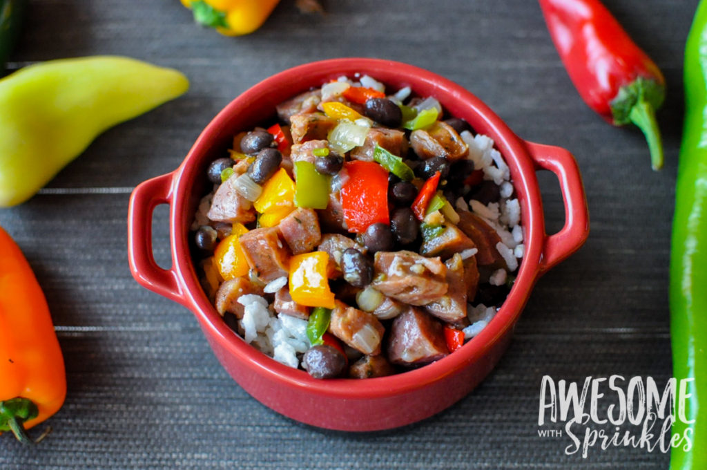 Hot Pepper Hash with Chicken Sausage & Coconut Rice | Awesome with Sprinkles