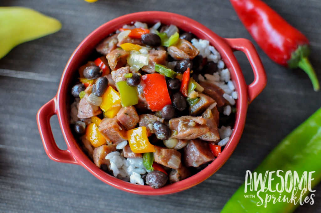 Hot Pepper Hash with Chicken Sausage & Coconut Rice | Awesome with Sprinkles