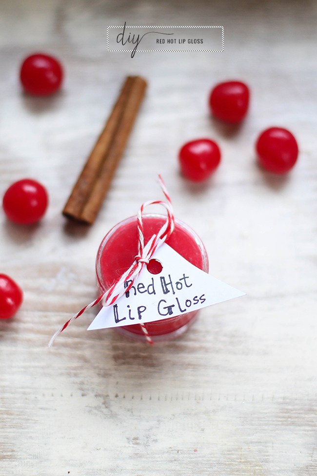 Red Hot Lip Gloss from DIY Galentine's Day Gift Ideas Round Up || Awesome with Sprinkles