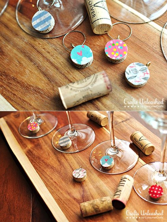 Washi Tape Wine Charms from DIY Galentine's Day Gift Ideas Round Up || Awesome with Sprinkles