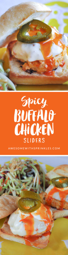 Spicy, tangy chicken meatball sliders that are perfect for Game Day, BBQs and every day dinners! | Awesome with Sprinkles