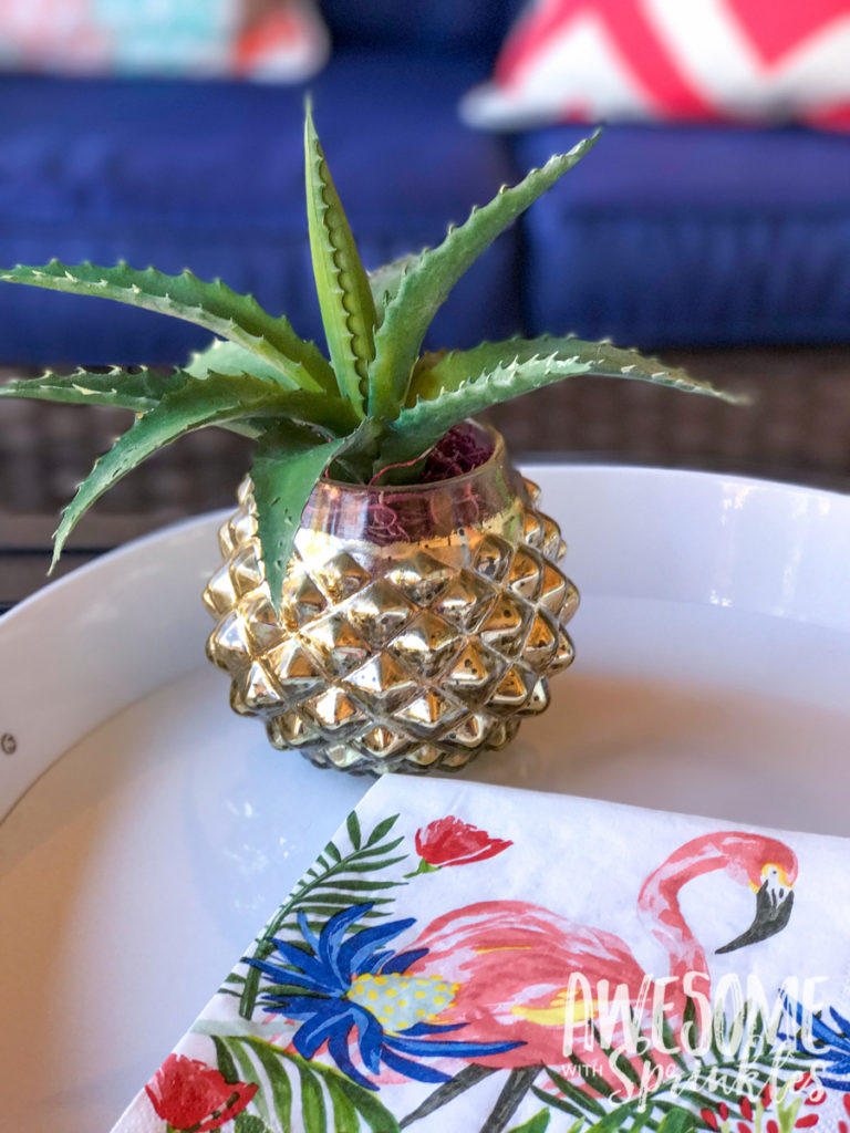 A succulent in a texture gold vase creates a cute tabletop "pineapple" decoration!
