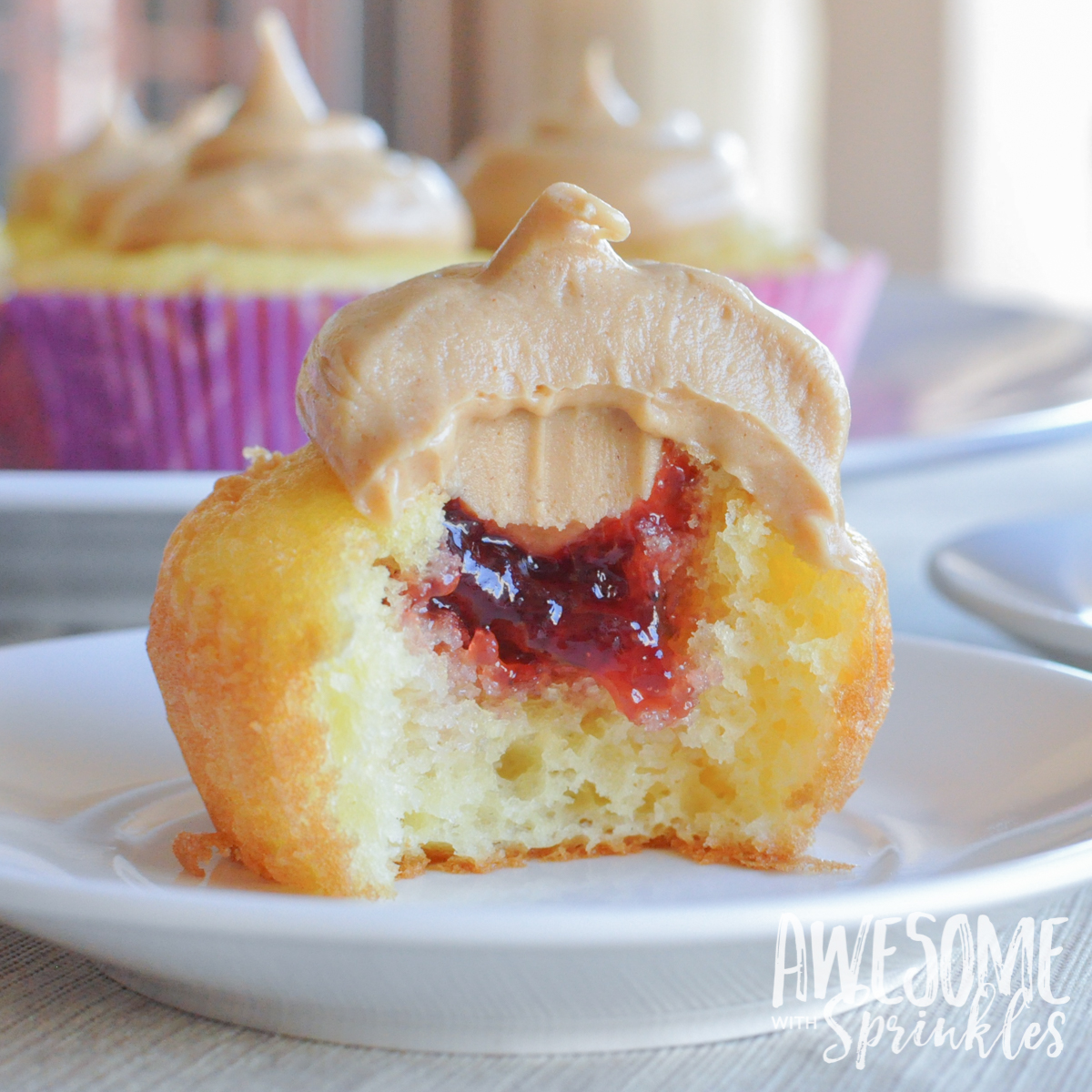 Peanut Butter & Jelly Cupcakes | Awesome with Sprinkles