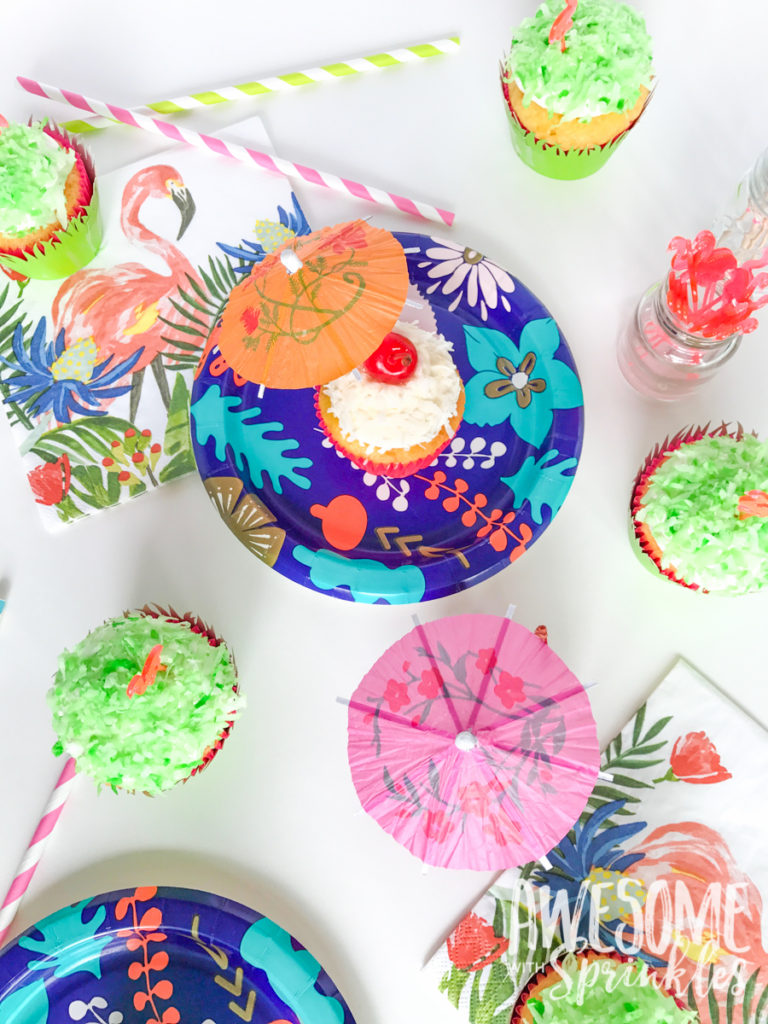 Piña Colada Cupcakes with Fluffy Coconut Frosting by Awesome with Sprinkles