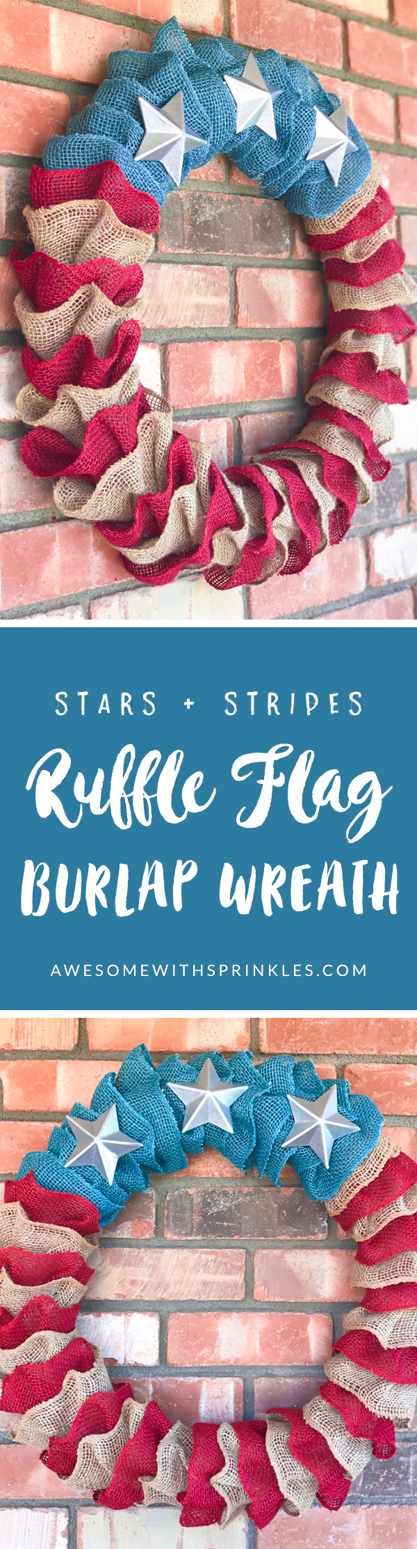 Stars + Stripes DIY Pottery Barn Copycat Flag Ruffle Wreath for Fourth of July! | Awesome with Sprinkles