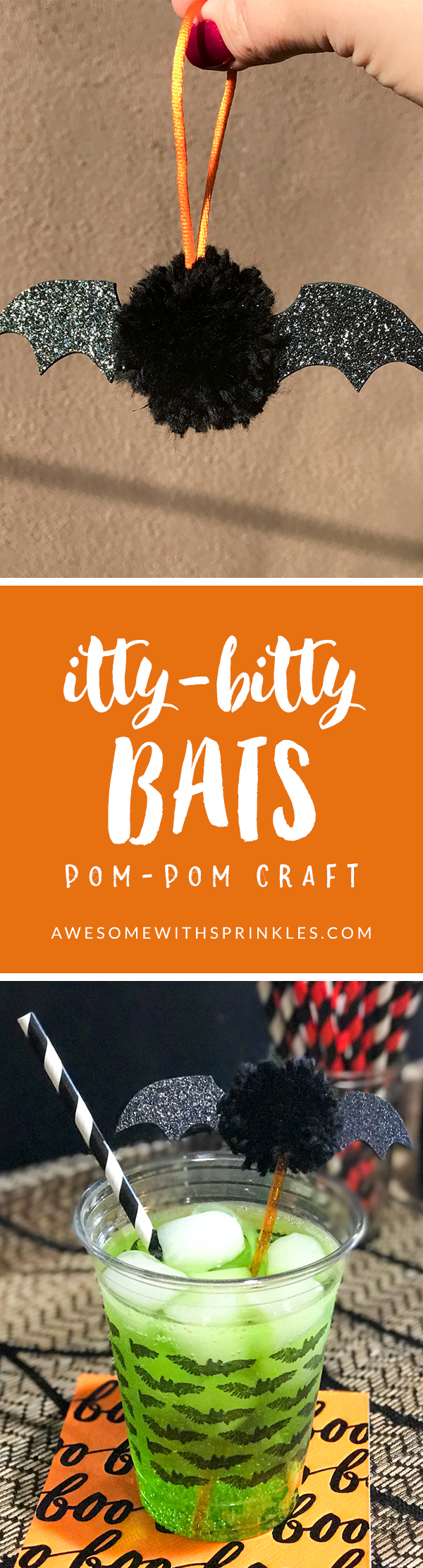 How to make pom-pom bats for Halloween | Awesome with Sprinkles