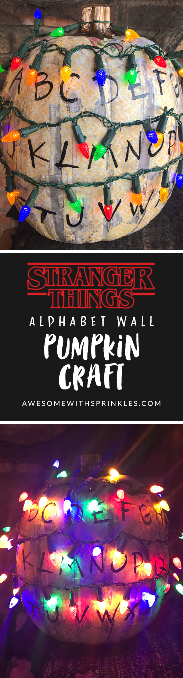 Stranger Things Alphabet Wall Pumpkin | Awesome with Sprinkles