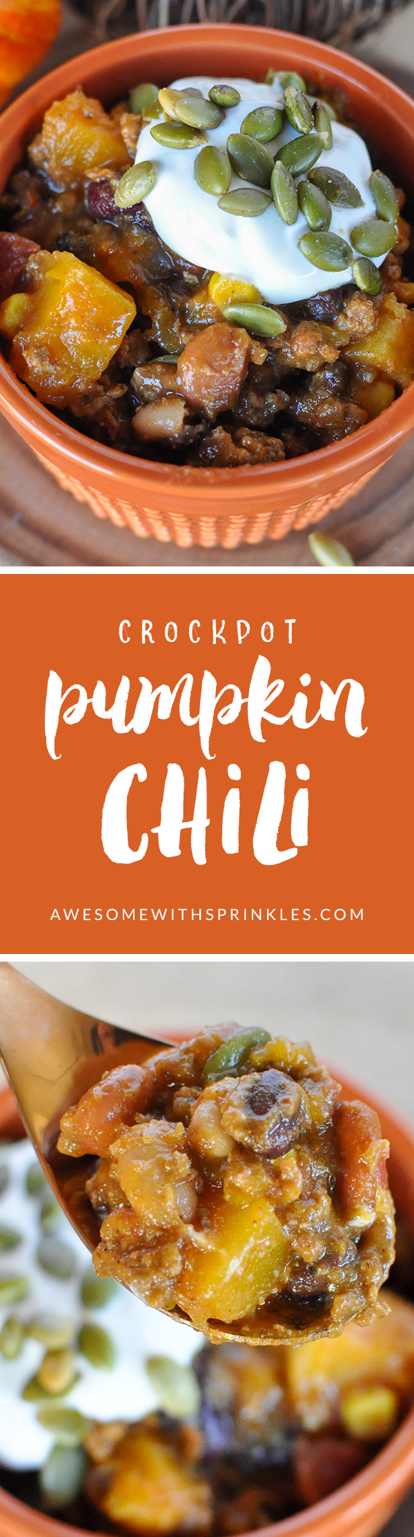 Crockpot Pumpkin Chili | Awesome with Sprinkles