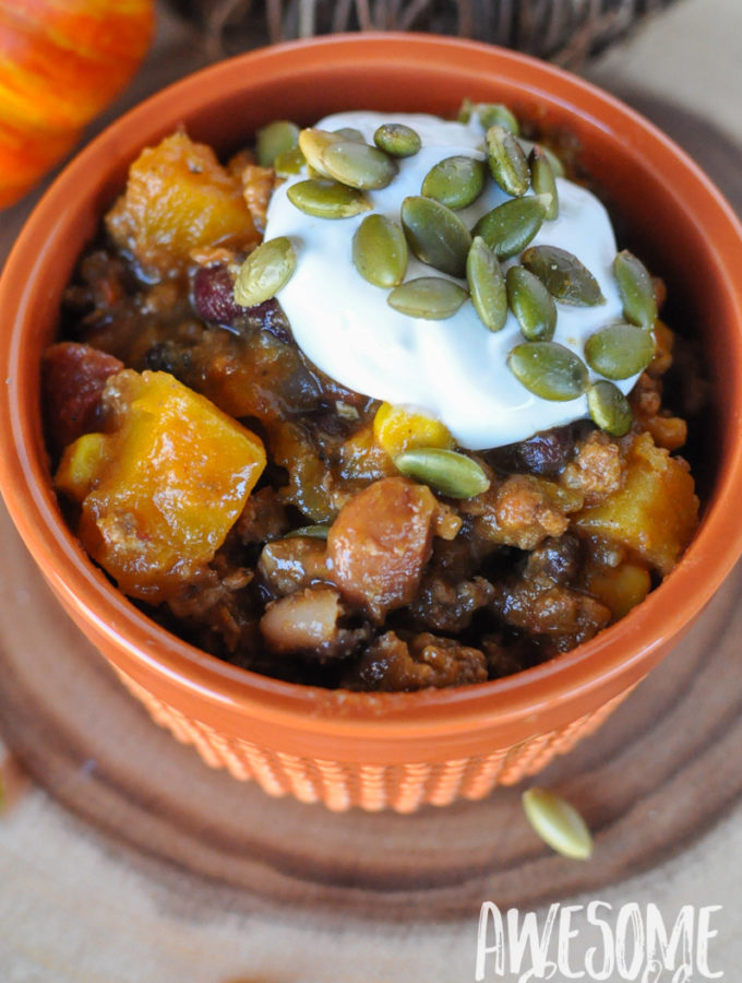 Crockpot Pumpkin Chili | Awesome with Sprinkles