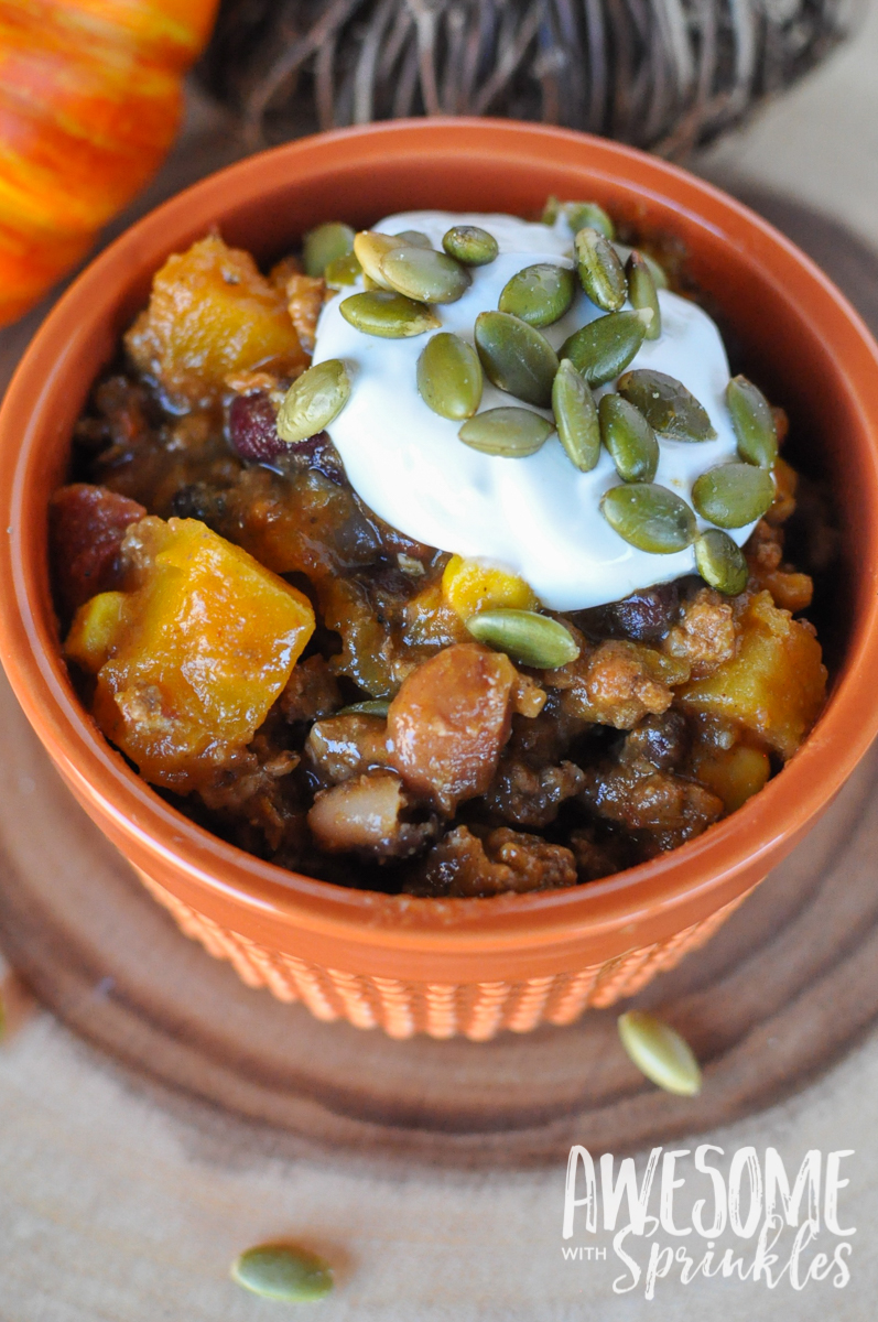 Crockpot Pumpkin Chili | Awesome with Sprinkles